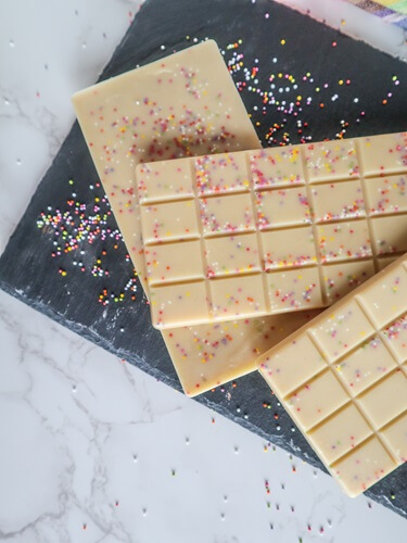 Vegan Birthday Cake White Chocolate Bars