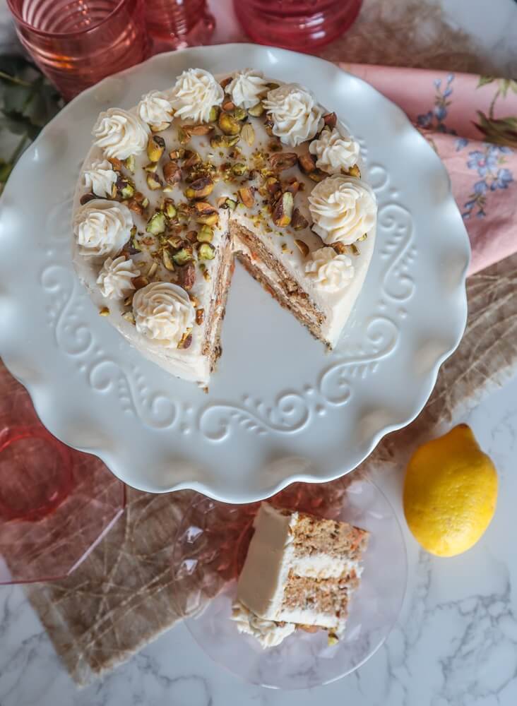 Vegan Lemon Pistachio Carrot Cake