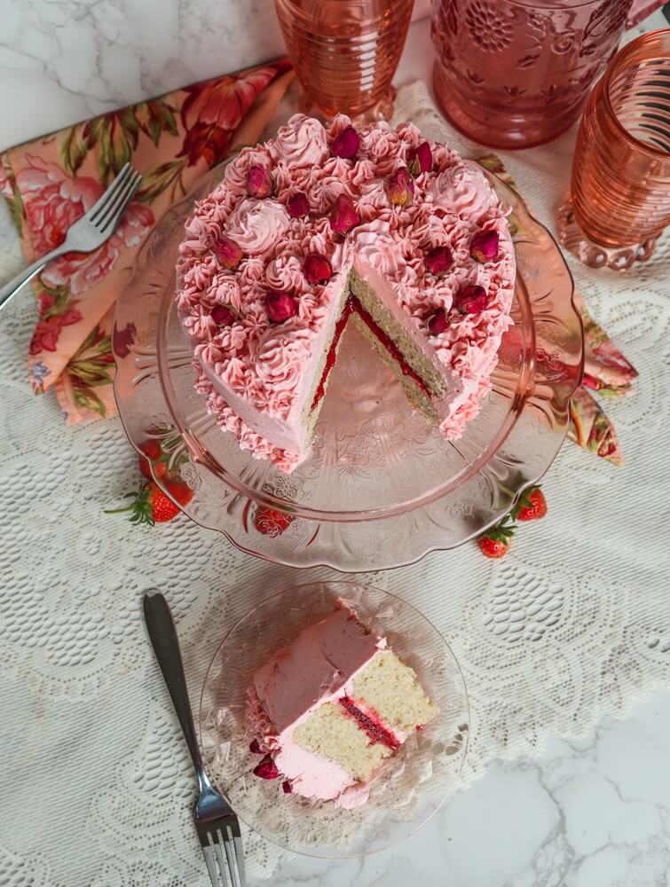 Vegan Berry Rose Layer Cake