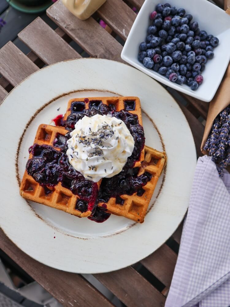 Vegan Blueberry Lavender Waffles