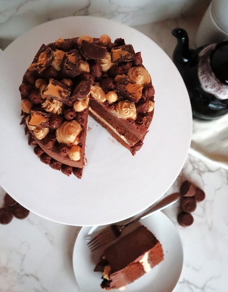 Vegan Peanut Butter Chocolate Layer Cake
