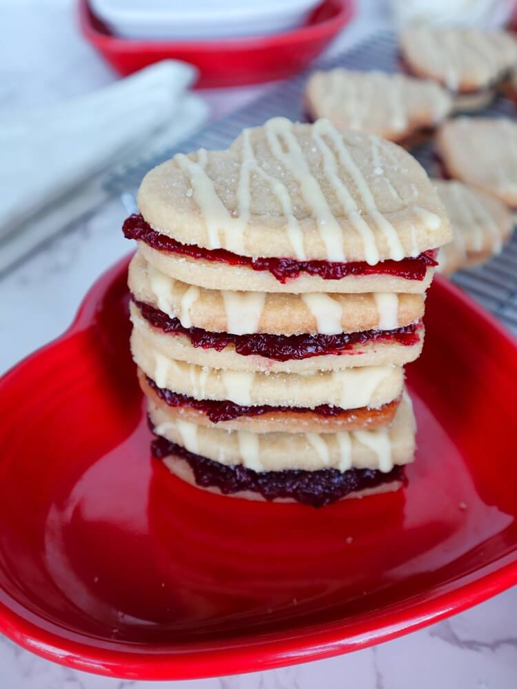 Vegan Raspberry Shortbread Sandwich Cookies